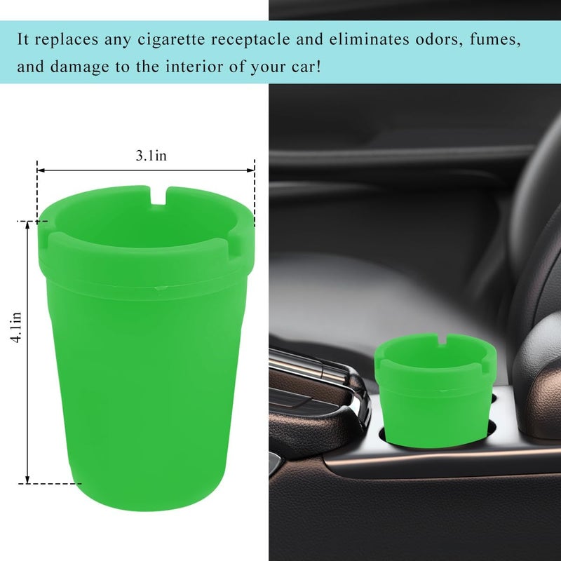 NYTKL Car Ashtray, Plastic Portable Smokeless Self-Extinguishing Vehicle Cigarette Trash Can Ash Tray, Universal Windproof Butt Bucket Ash Holder Organizer for Car Cup Holder (Green) - Image 2